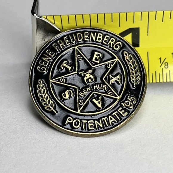 Texas Gene Freudenberg Potentate Ben Hur Lapel Vest Hat Pin 1995 - Picture 4 of 4